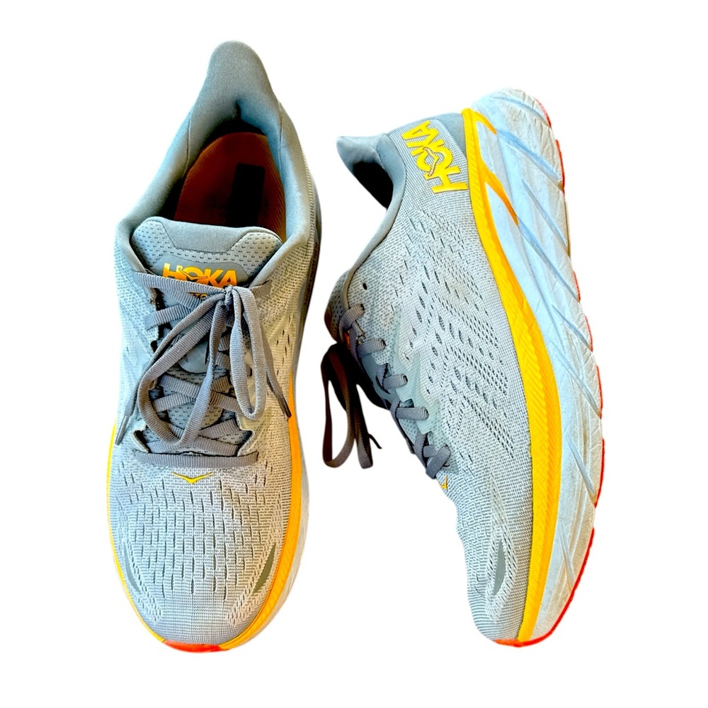 Hoka Men’s Clifton 8 Gray Yellow Size 11.5